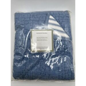 Restoration‎ Hardware Madison Pillow Sham EURO Bedding Quilted Striped Reverses
